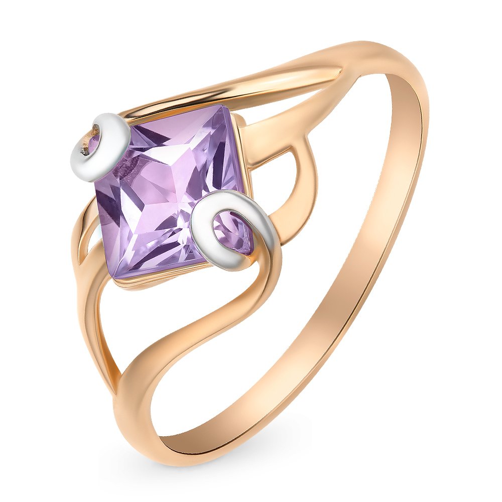 

Кольцо женское из красного золота с аметистом 585Gold 201012018, р, 201012018