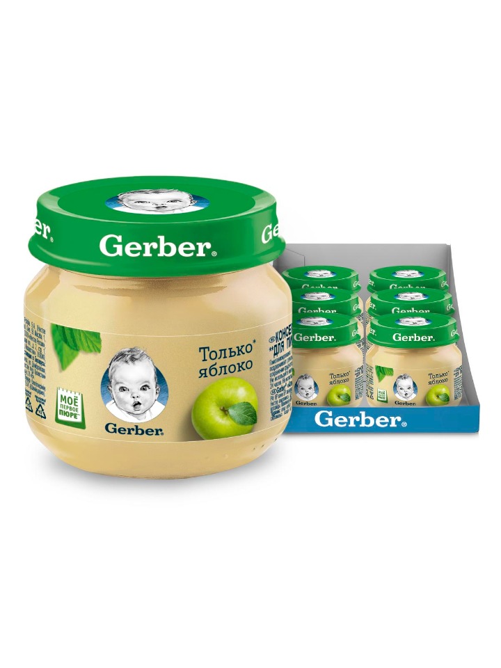 

Фруктовое пюре Gerber Только Яблоко первая ступень , 6 шт. по 80 г, Яблоко