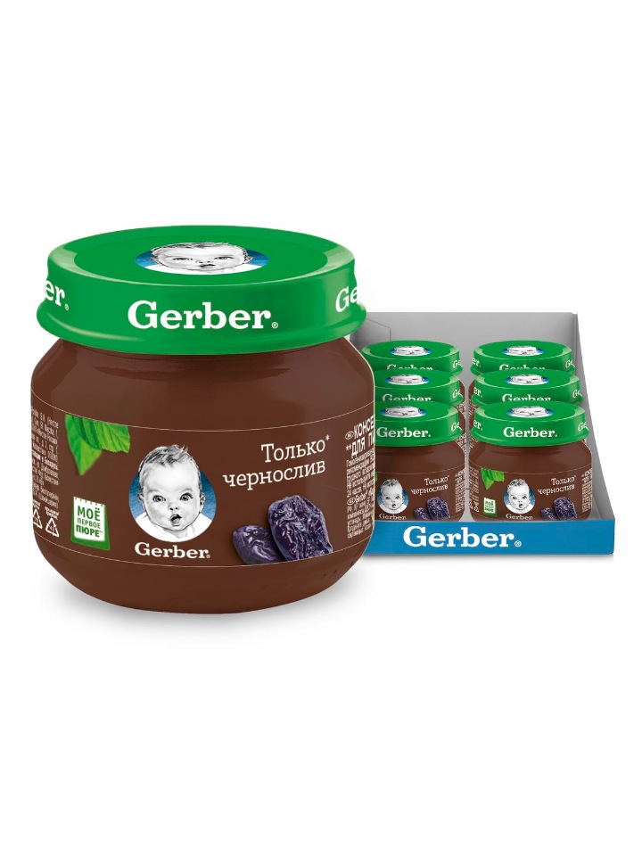 

Фруктовое пюре Gerber Только Чернослив первая ступень , 6 шт. по 80 г, Чернослив