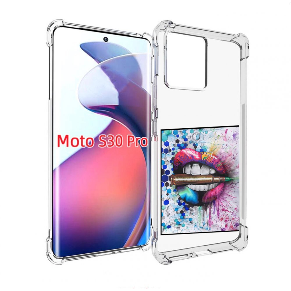 

Чехол MyPads разноцветные губы с пулей для Motorola Moto S30 Pro, Прозрачный, Tocco