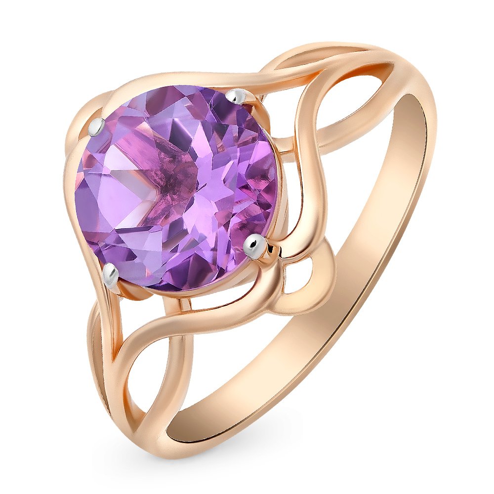 

Кольцо женское из красного золота с аметистом 585Gold 201012021, р. 17,5, 201012021