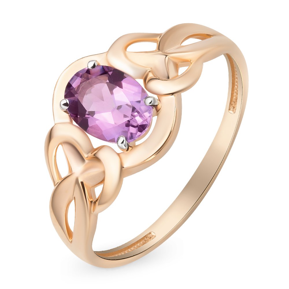 

Кольцо женское из красного золота с аметистом 585Gold 201011881, р, 201011881