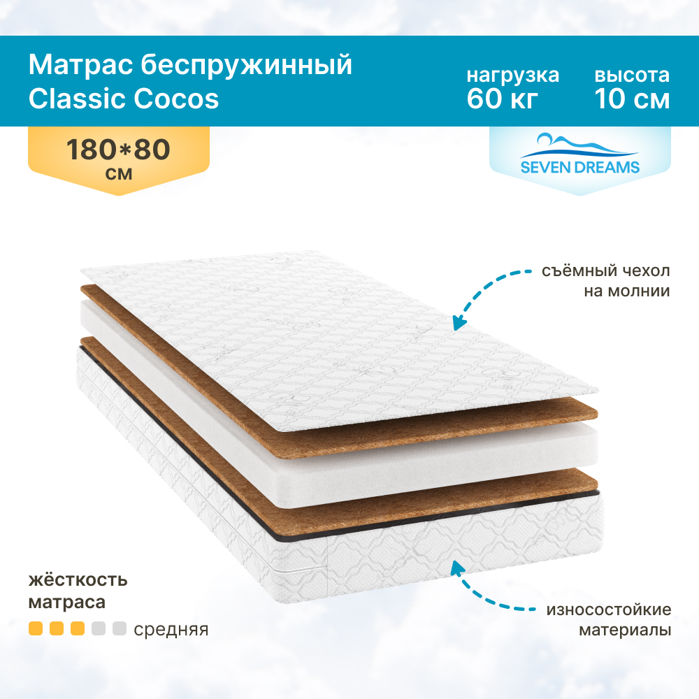 

Матрас SevenDreams Classic Cocos 80 на 180 см, Classic Cocos