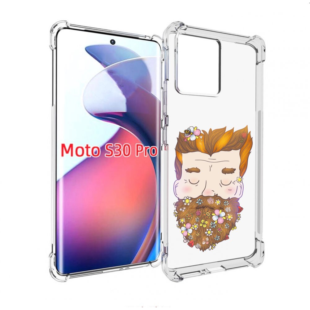 

Чехол MyPads мужчина с цветами в бороде для Motorola Moto S30 Pro, Прозрачный, Tocco
