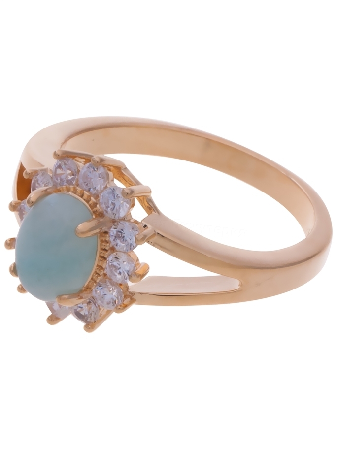 

Кольцо из бижутерного сплава р. 19 Lotus Jewelry 19R-029, амазонит/циркон, 19R-029