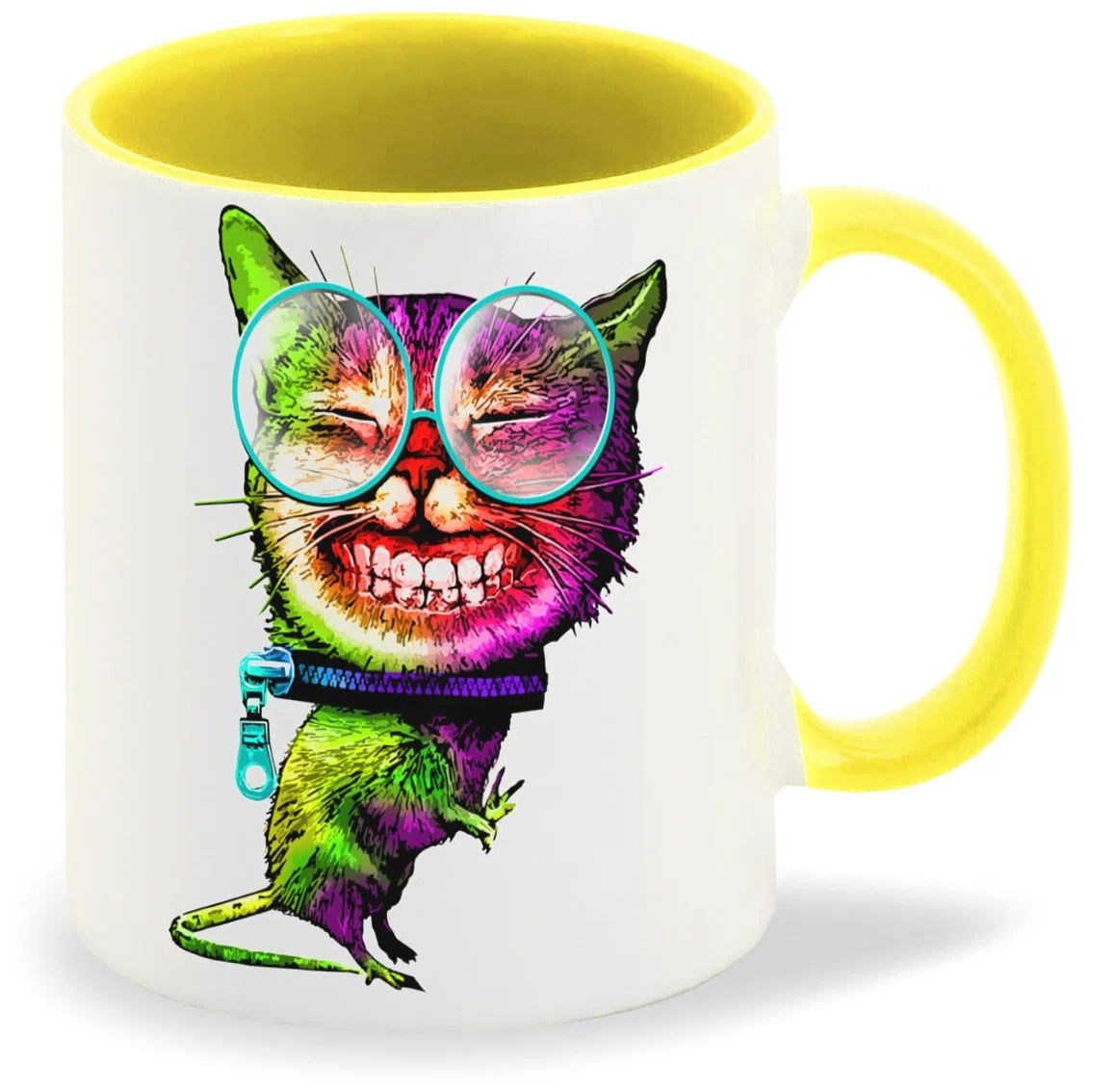 

Кружка CoolPodarok Кот щерится очки замок на шее