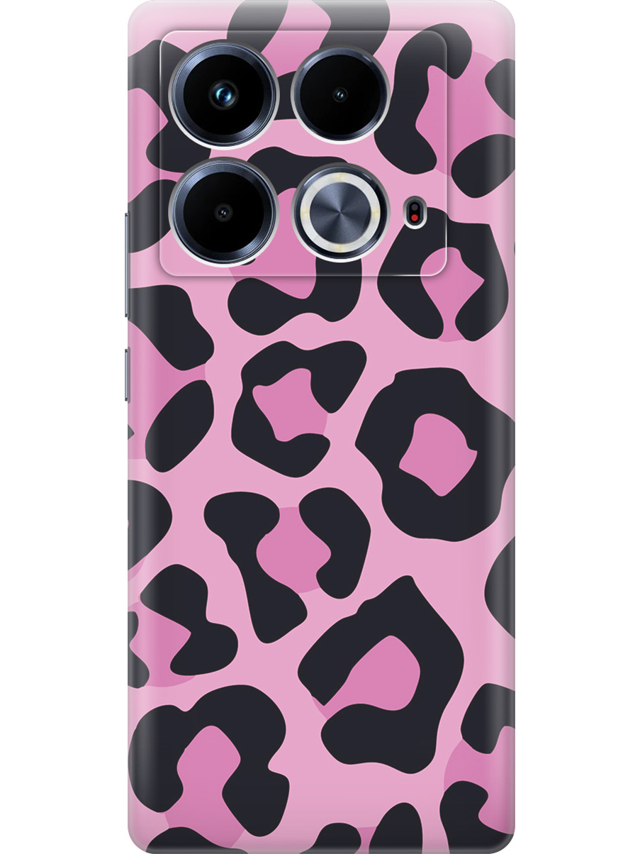 

Силиконовый чехол на Infinix Note 40 с принтом "Паттерн розовый леопард", Прозрачный;розовый;черный, 782626432