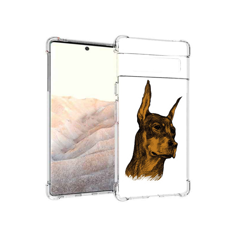 

Чехол MyPads Tocco для Google Pixel 6 Pro скетч доберман, Прозрачный, Tocco