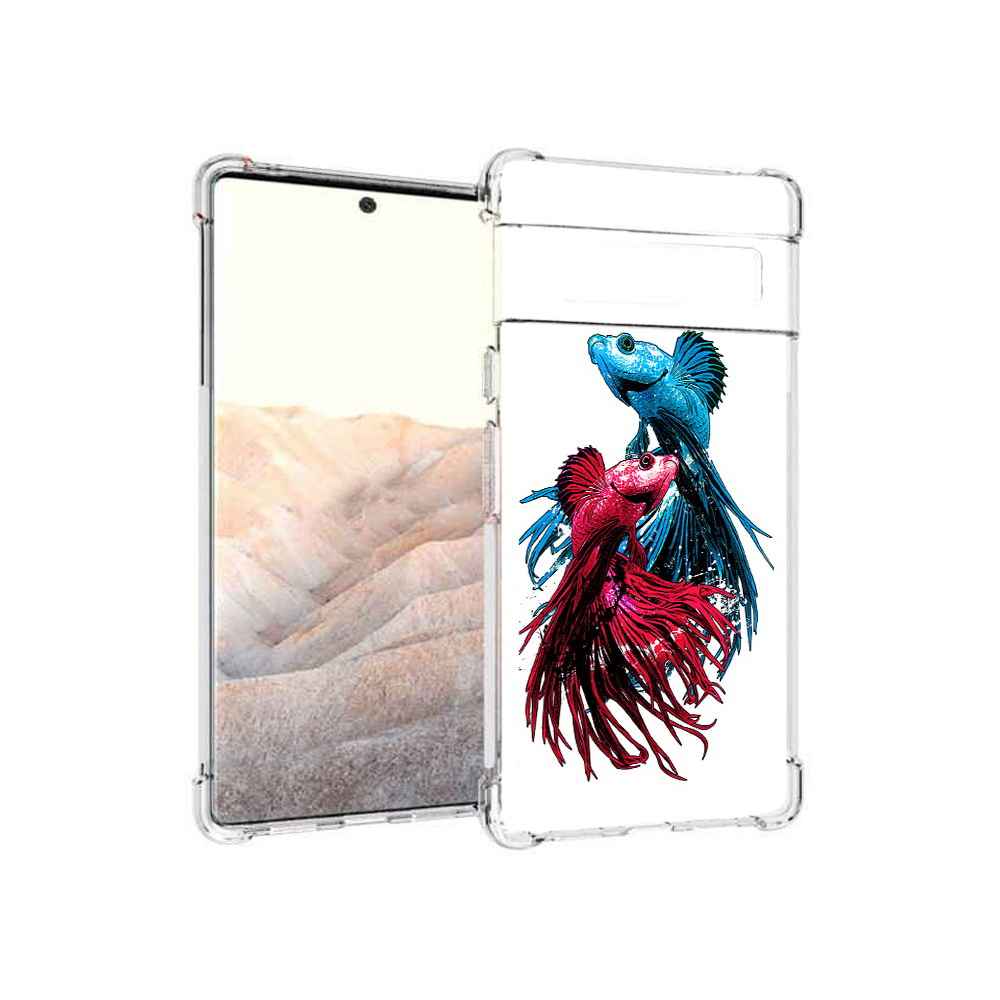 

Чехол MyPads Tocco для Google Pixel 6 Pro рыбы петушки, Прозрачный, Tocco