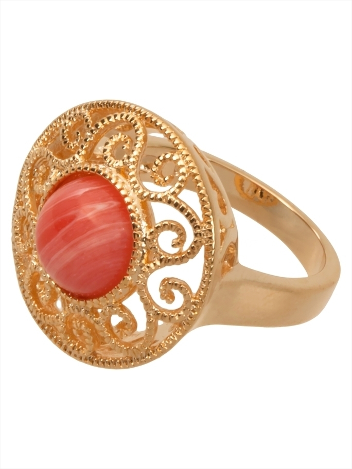 

Кольцо из бижутерного сплава р.  Lotus Jewelry, родохрозит, Кольцо с родохрозитом "Восточное солнце"