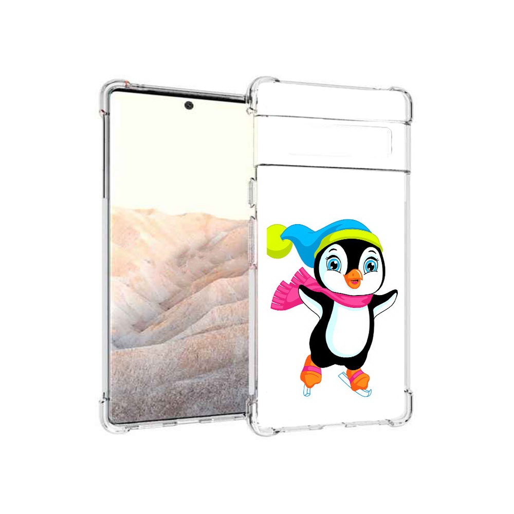 

Чехол MyPads Tocco для Google Pixel 6 Pro пингвин на коньках, Прозрачный, Tocco