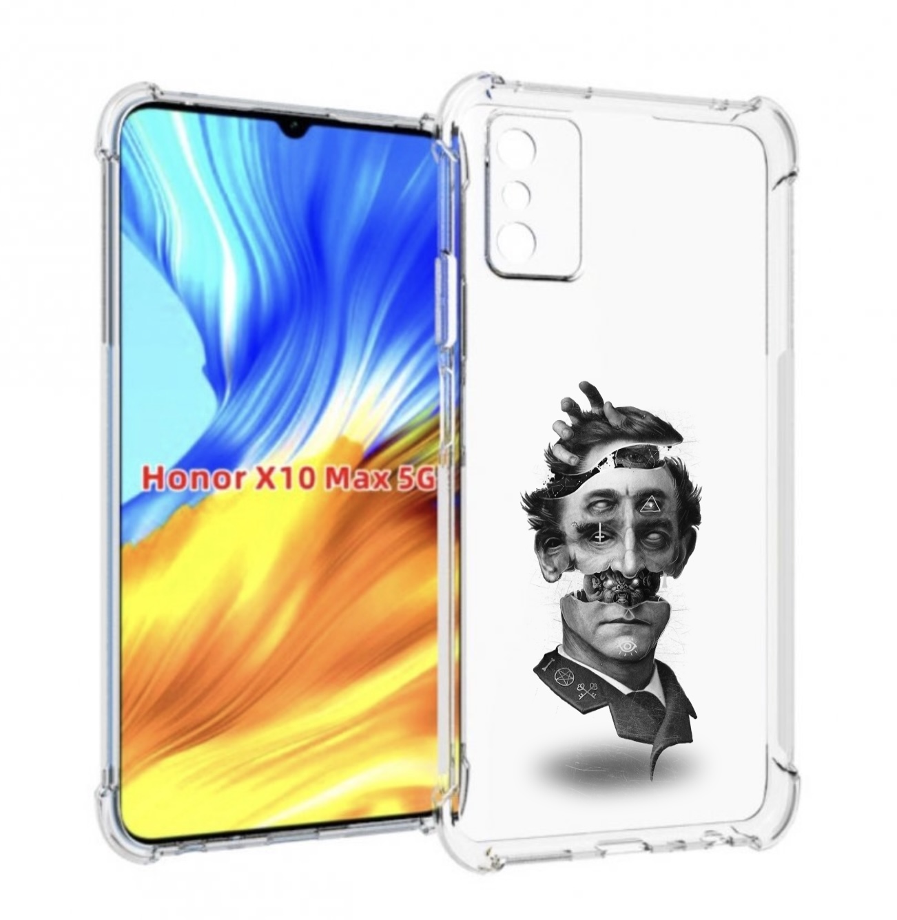 

Чехол MyPads страшное лицо абстракция для Honor X10 Max, Прозрачный, Tocco