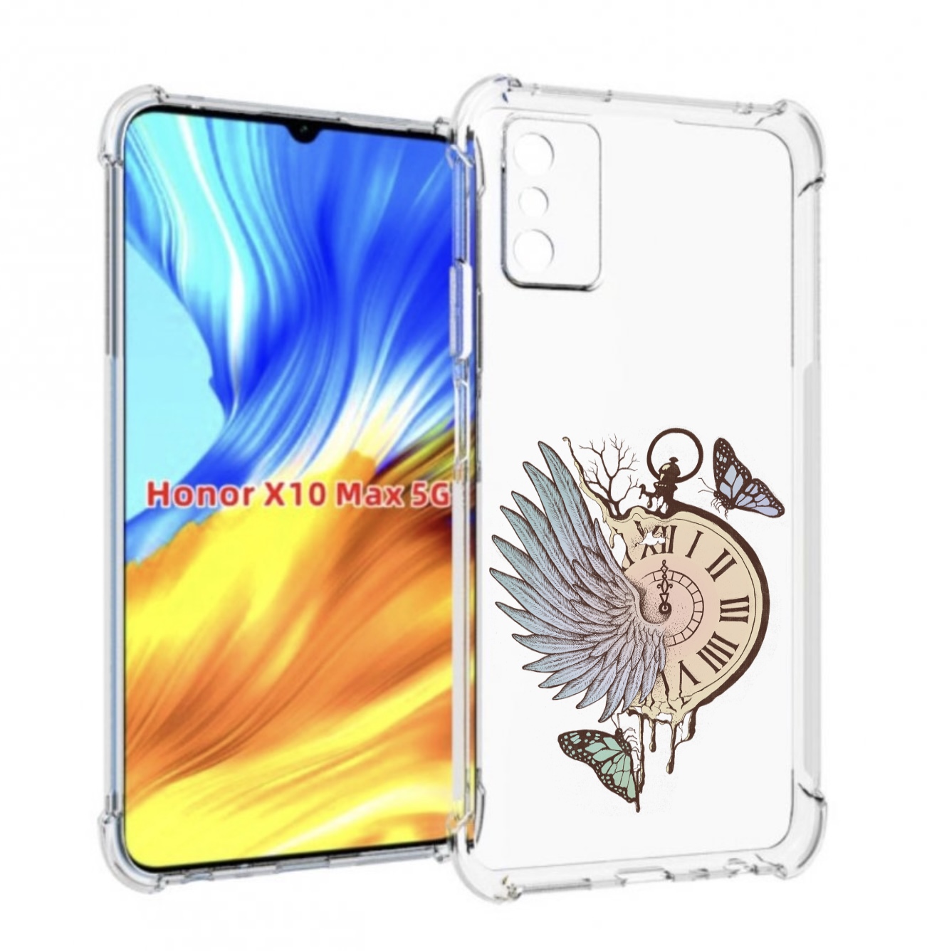 Чехол MyPads страинные часы с крылом для Honor X10 Max