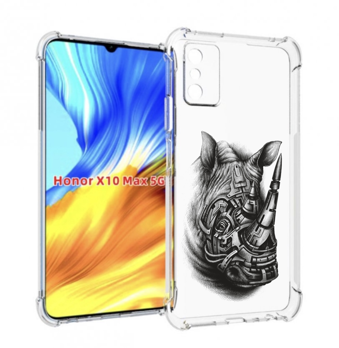 

Чехол MyPads стальной носорог для Honor X10 Max, Прозрачный, Tocco
