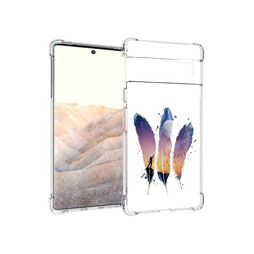 

Чехол MyPads Tocco для Google Pixel 6 Pro небесные перья, Прозрачный, Tocco
