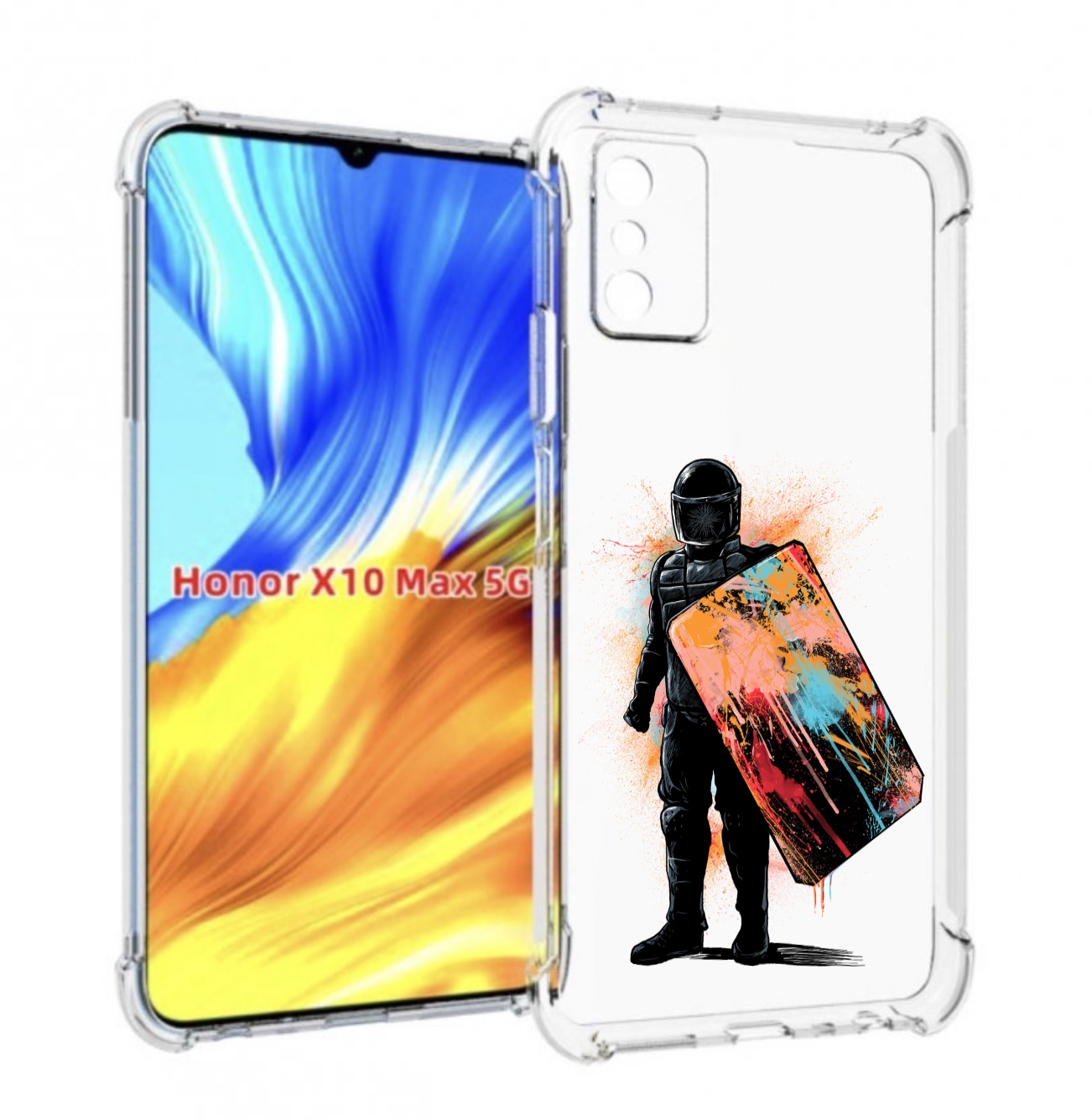 

Чехол MyPads солдат с красочным щитом для Honor X10 Max, Прозрачный, Tocco