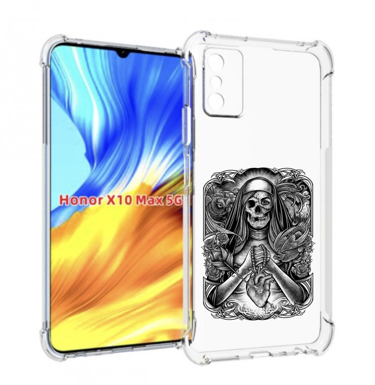 

Чехол MyPads скелет с сердцем для Honor X10 Max, Прозрачный, Tocco