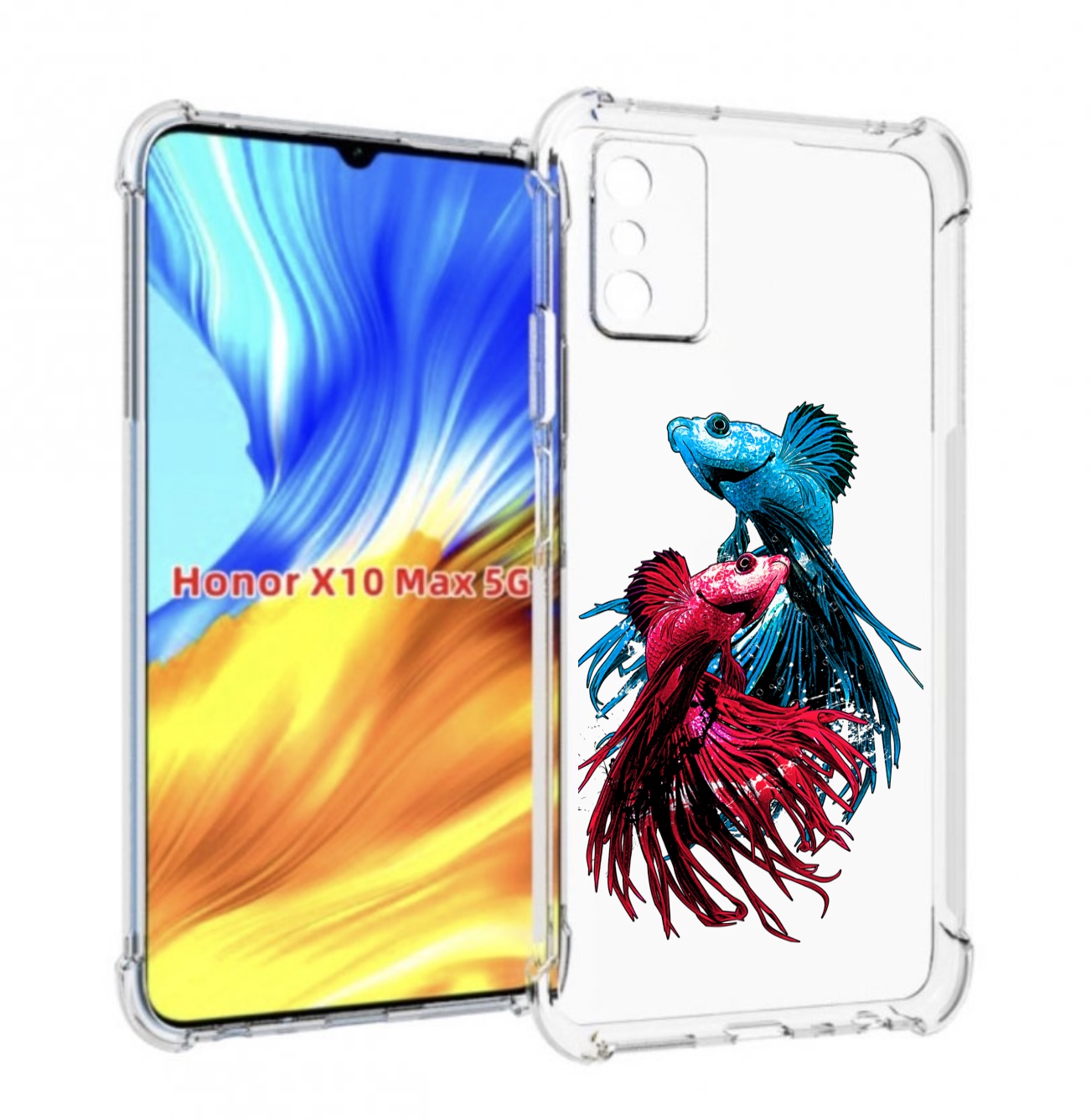 

Чехол MyPads рыбы петушки для Honor X10 Max, Прозрачный, Tocco
