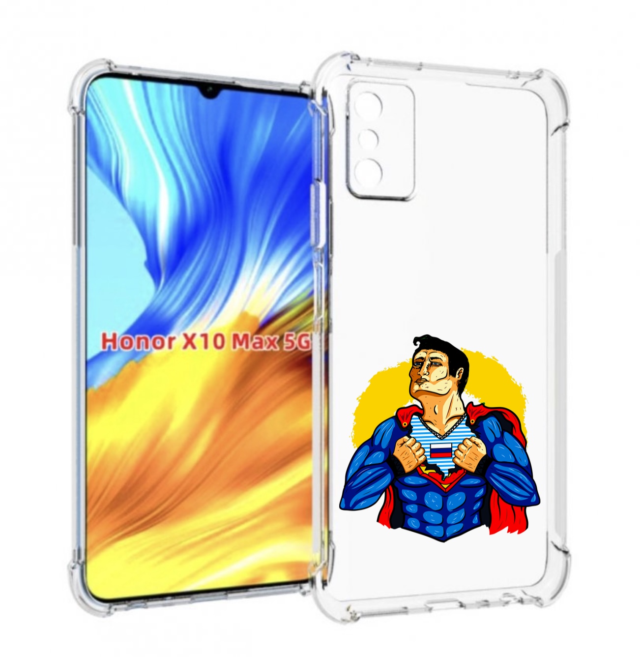 

Чехол MyPads русский супермен для Honor X10 Max, Прозрачный, Tocco