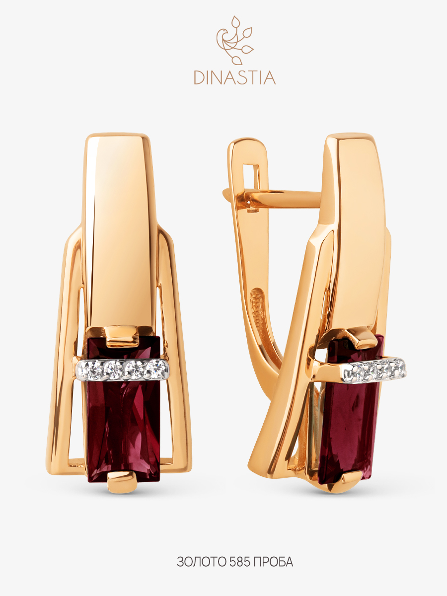 

Серьги из золота DINASTIA.GOLD 025742, гранат/фианит, 025742