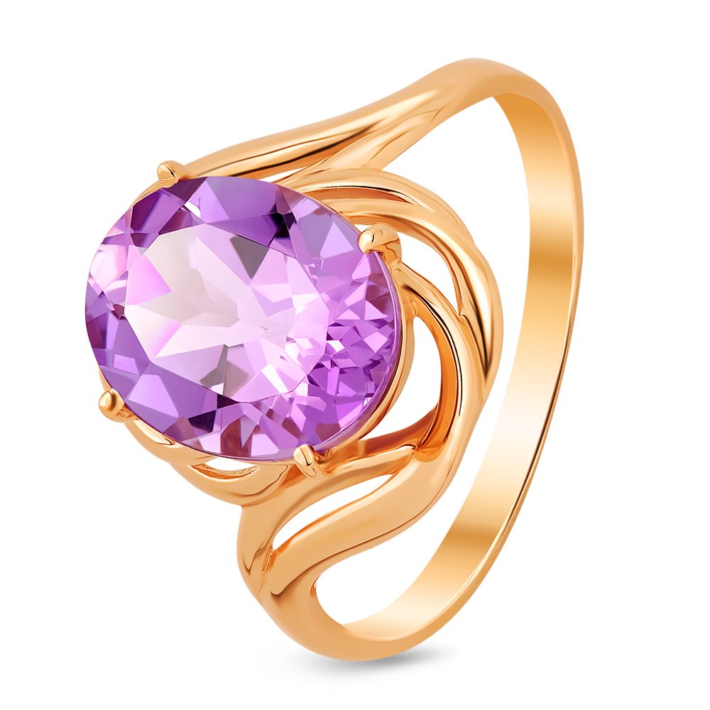 

Кольцо женское из красного золота с аметистом 585Gold 201011049, р, 201011049