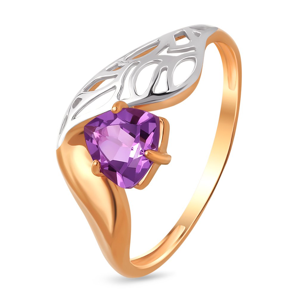 

Кольцо женское из красного золота с аметистом 585Gold 201011050, р. 18,5, 201011050