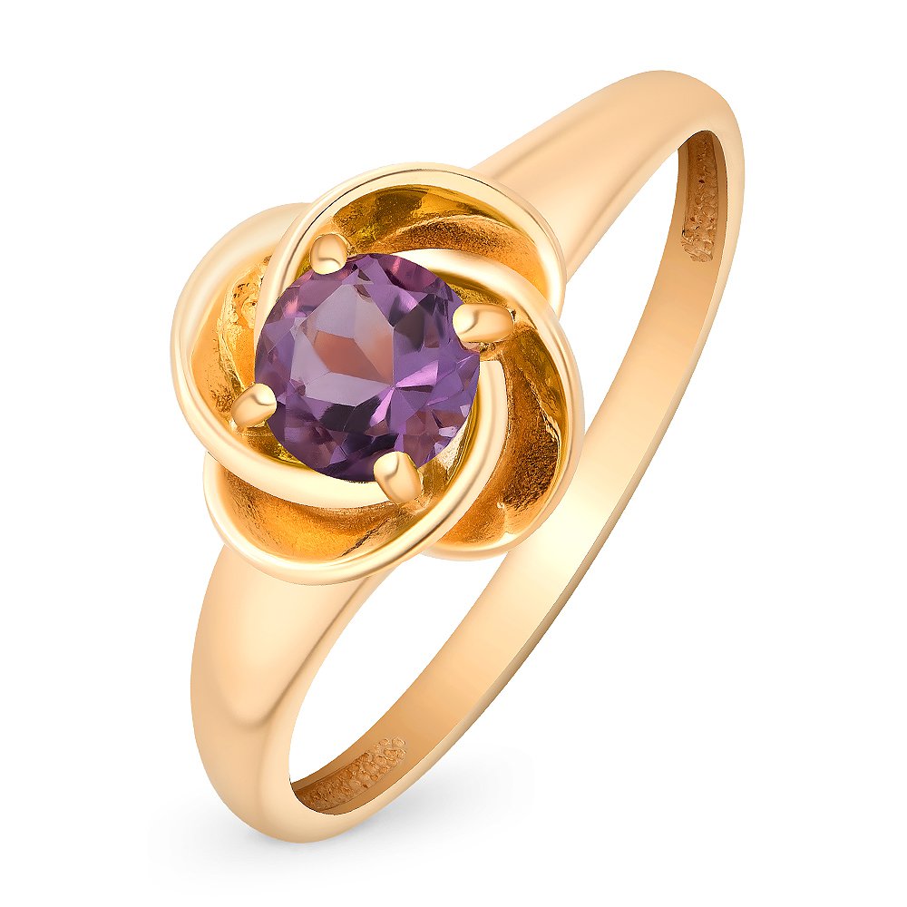 

Кольцо женское из красного золота с аметистом 585Gold 201011029, р. 17,5, 201011029