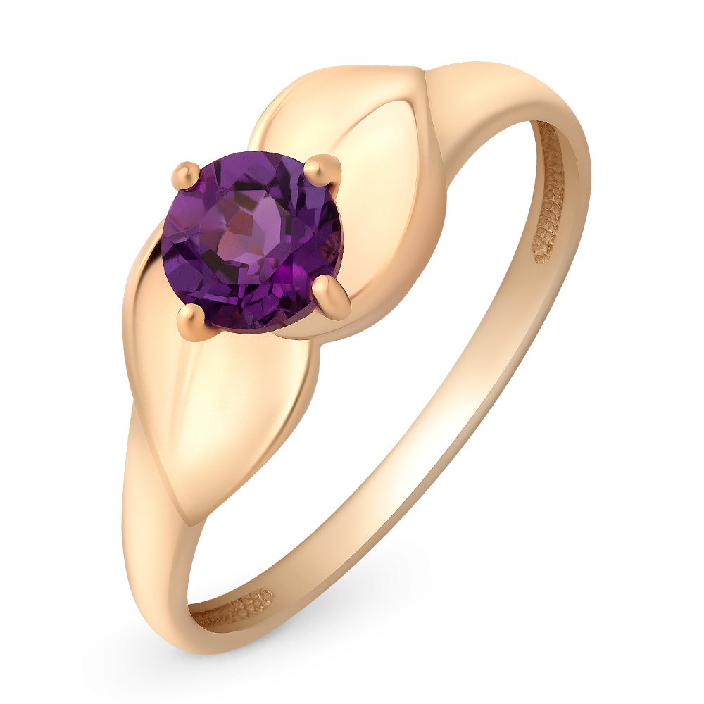 

Кольцо женское из красного золота с аметистом 585Gold 201011035, р. 17, 201011035