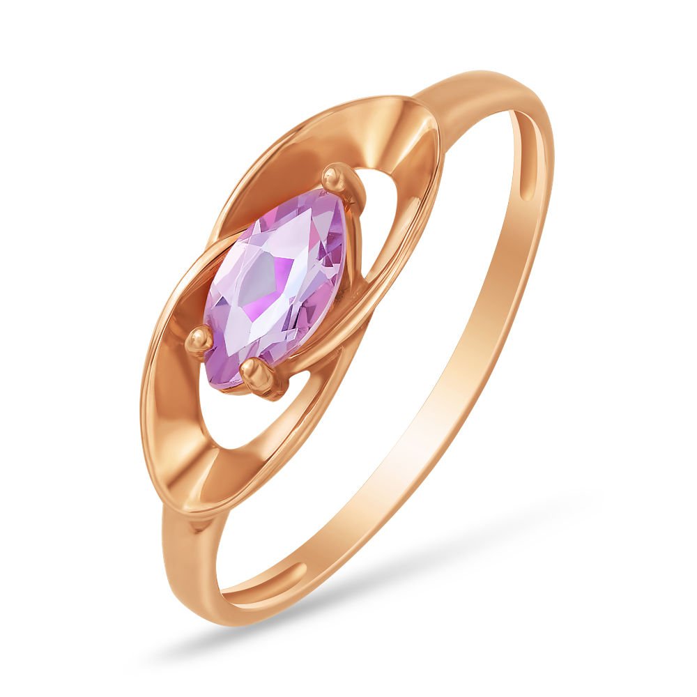 

Кольцо женское из красного золота с аметистом 585Gold 201007680, р. 16,5, 201007680