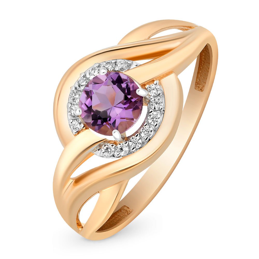 

Кольцо женское из красного золота с аметистом 585Gold 201007806, р, 201007806