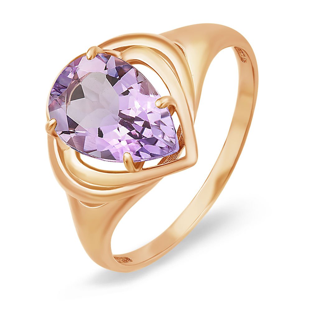 

Кольцо женское из красного золота с аметистом 585Gold 201007792, р, 201007792