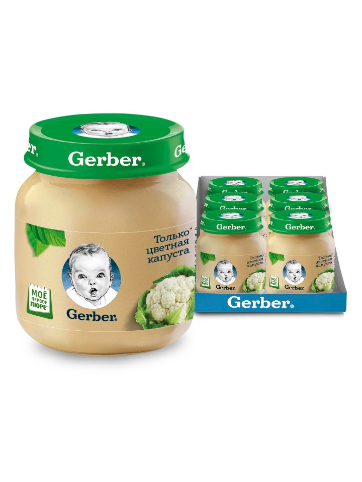 

Овощное пюре Gerber Только Цветная капуста первая ступень , 6 шт. по 130 г, цветная капуста