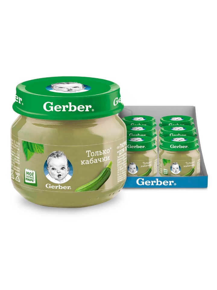 

Овощное пюре Gerber Только Кабачки первая ступень , 6 шт. по 80 г, кабачок