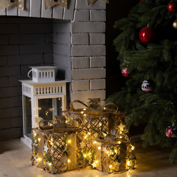 

Световая фигура Luazon Lighting Подарки серые 9675488 белый теплый, Подарки серые