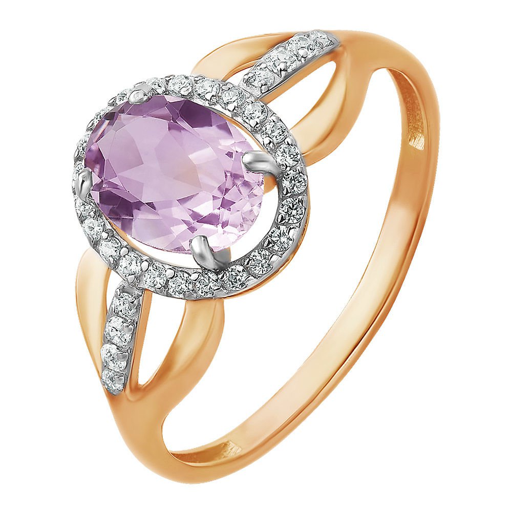 

Кольцо женское из красного золота с аметистом 585Gold 201007589, р, 201007589