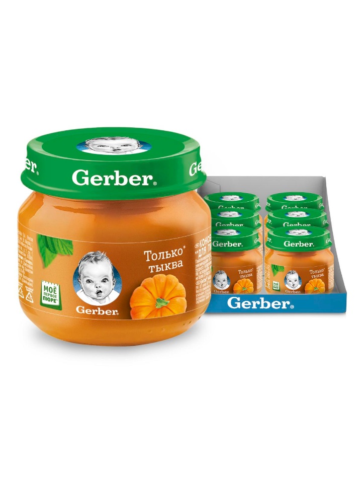 

Овощное пюре Gerber Только Тыква первая ступень , 6 шт. по 80 г, Тыква