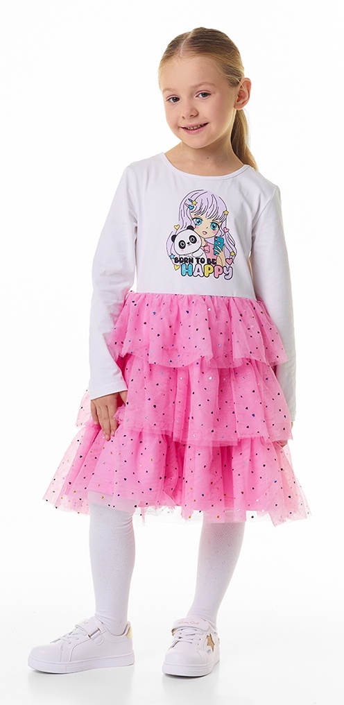 

Платье детское Kari Kids AW24C58503210, белый- розовый, 110, 234378
