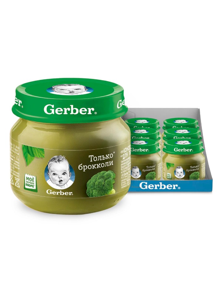 

Овощное пюре Gerber Только Брокколи первая ступень , 6 шт. по 80 г, брокколи