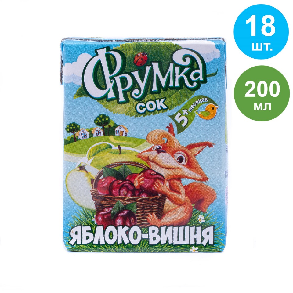 

Детский Сок Фрумка яблочно-вишневый осветленный - 0,2 л (18 шт)