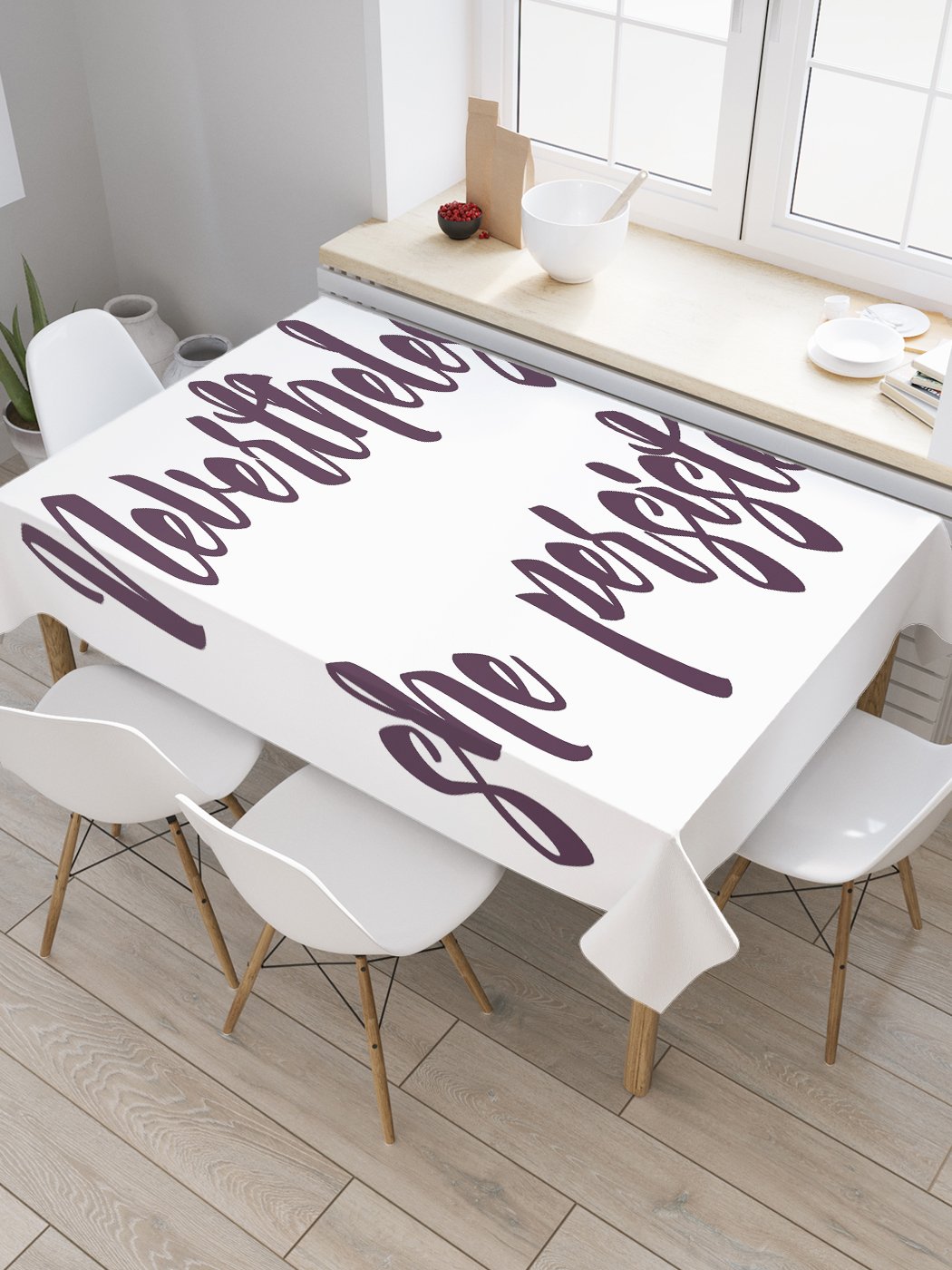 

Скатерть прямоугольная JoyArty "Женское равноправие" из оксфорда, 120x145 см, Белый, Женское равноправие