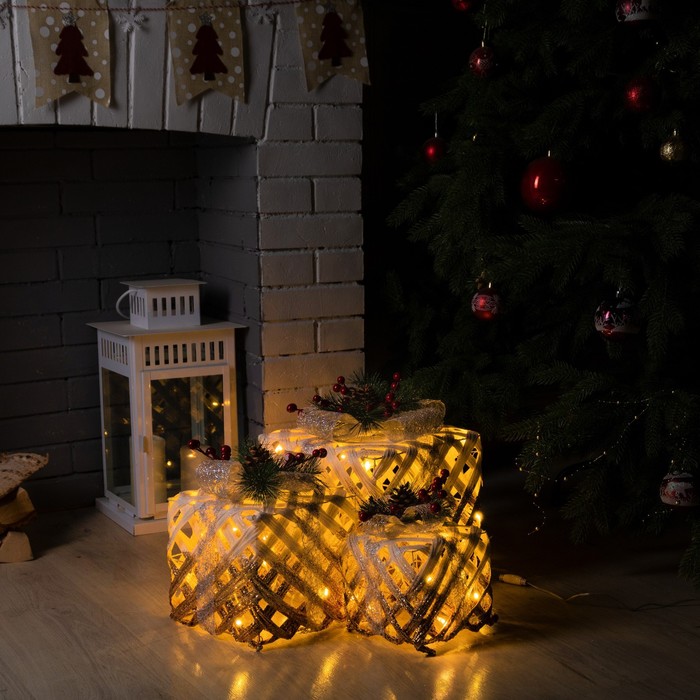 

Световая фигура Luazon Lighting Белые плетеные кубы 9609098 белый теплый, Белые плетеные кубы
