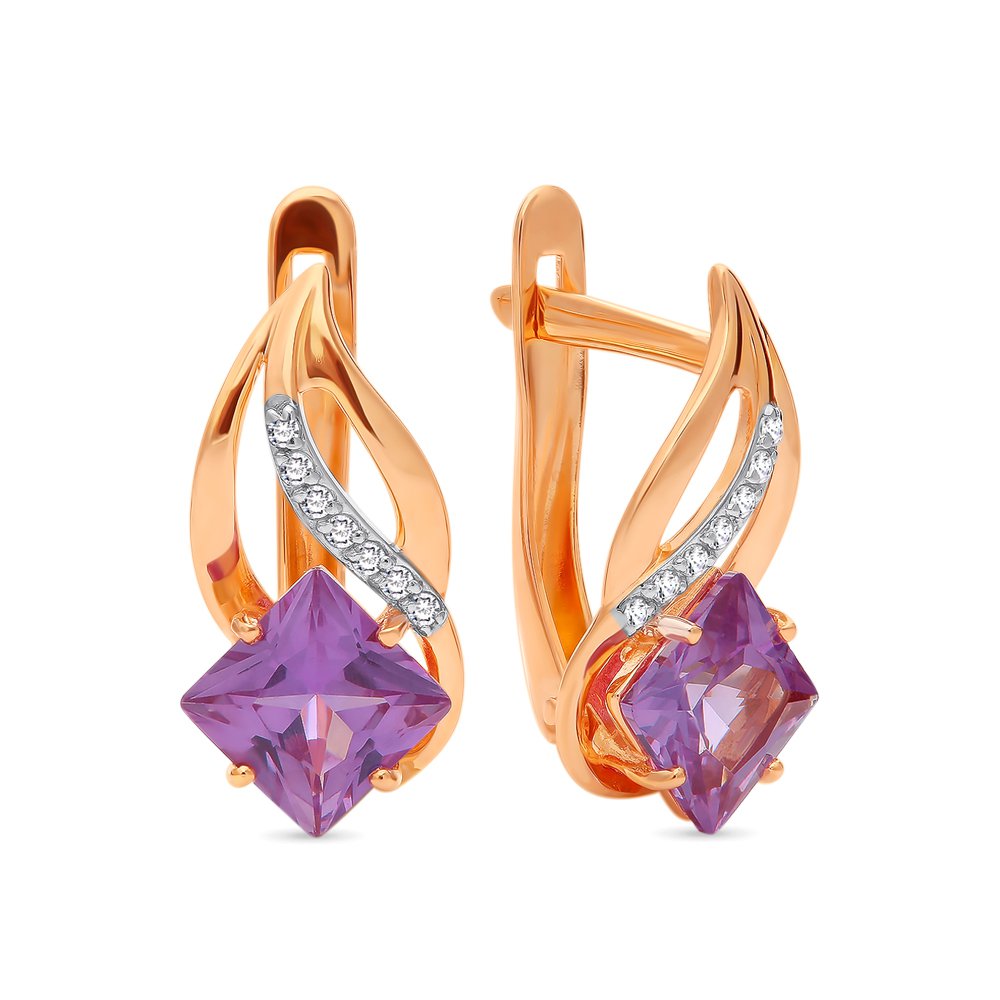 

Серьги из красного золота с александритом, фианитом 585Gold 202007267, 202007267