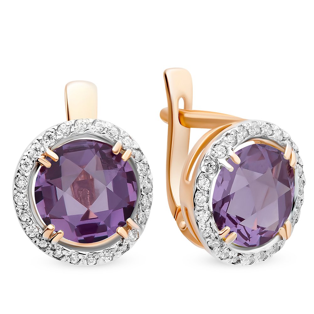 

Серьги из красного золота 585Gold 202006938, александрит искусственный/фианит, 202006938