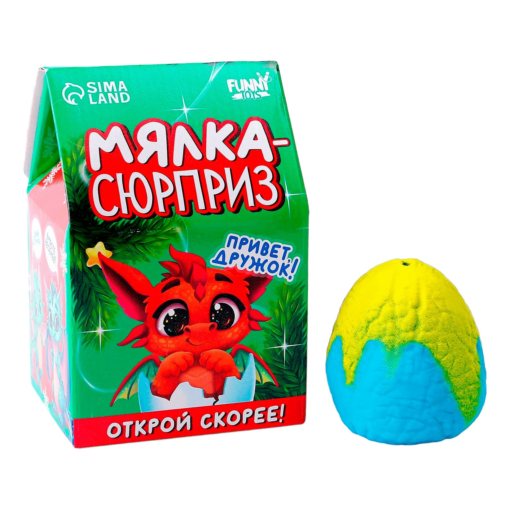 

Игрушка-антистресс Funny toys Мялка-сюрприз Дракончик 6 см х 6 см х 5 см в ассортименте, Разноцветный