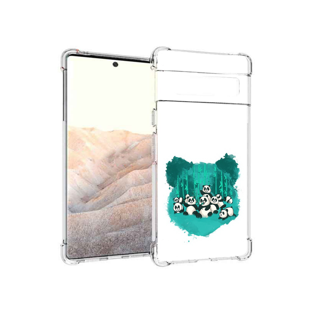 

Чехол MyPads Tocco для Google Pixel 6 Pro нарисованные панды, Прозрачный, Tocco