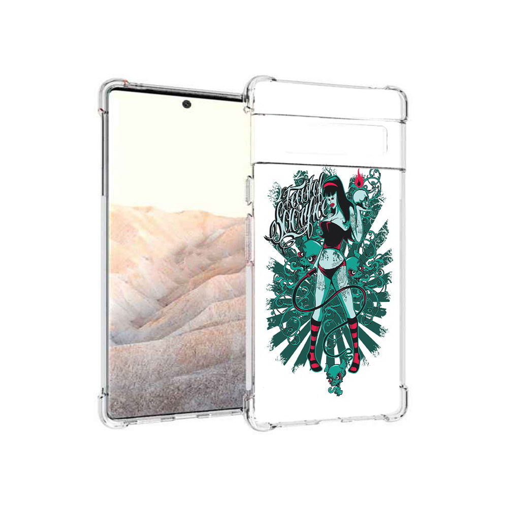 

Чехол MyPads Tocco для Google Pixel 6 Pro нарисованная девушка в татуировках, Прозрачный, Tocco