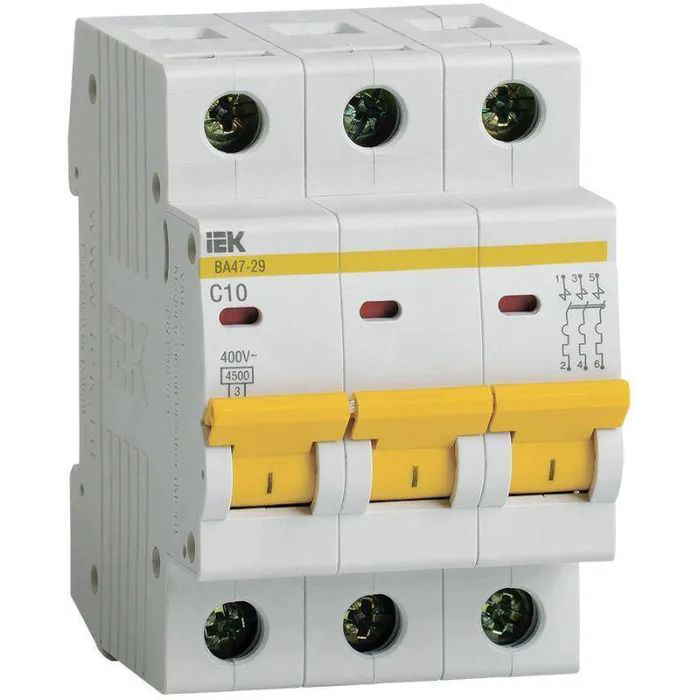 

Автоматический выключатель IEK MVA20-3-010-C 3P 10А 4.5кА тип C