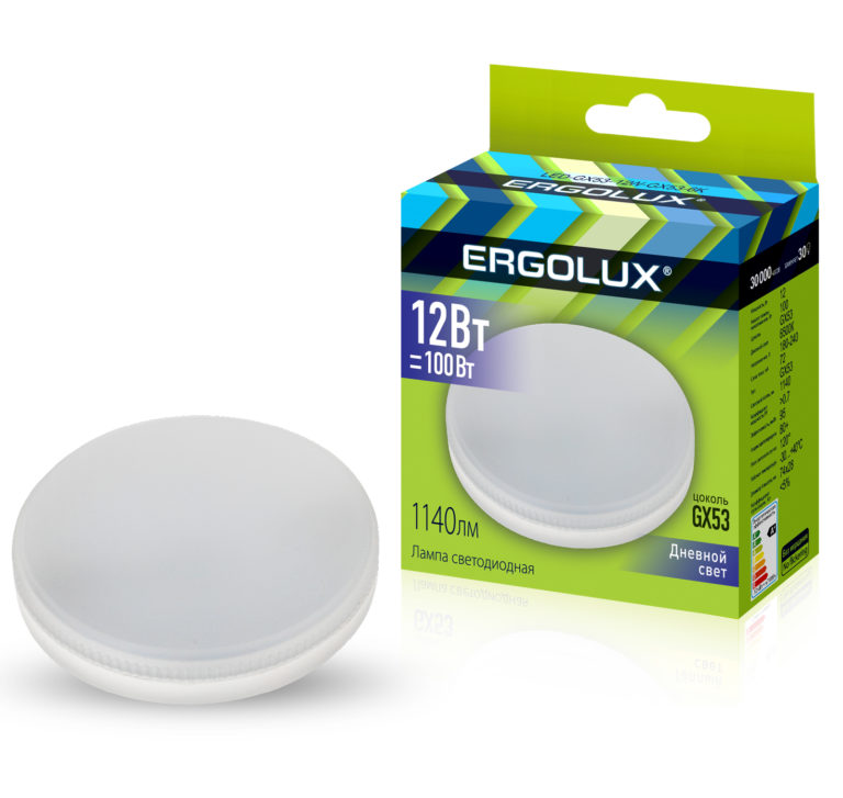 Лампа Ergolux LED-GX53-12W-GX53-6K