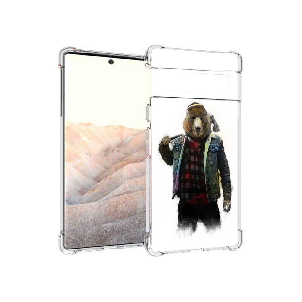 

Чехол MyPads Tocco для Google Pixel 6 Pro медведь с топором, Прозрачный, Tocco