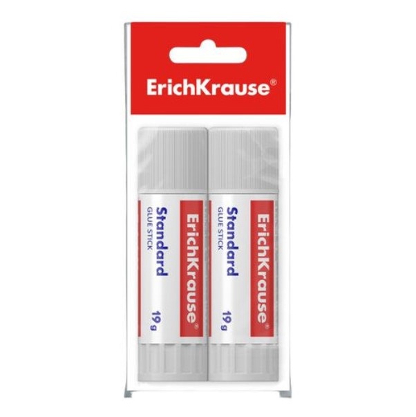 Клей-карандаш канцелярский для бумаги и картона Erich Krause 19 г х 2 шт
